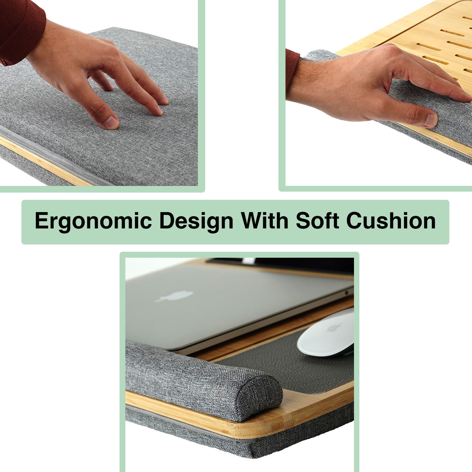 CARLA HOME Bamboo Laptop Lap Desk with Cushion and Angle Adjustable for Office and Home V178-36066
