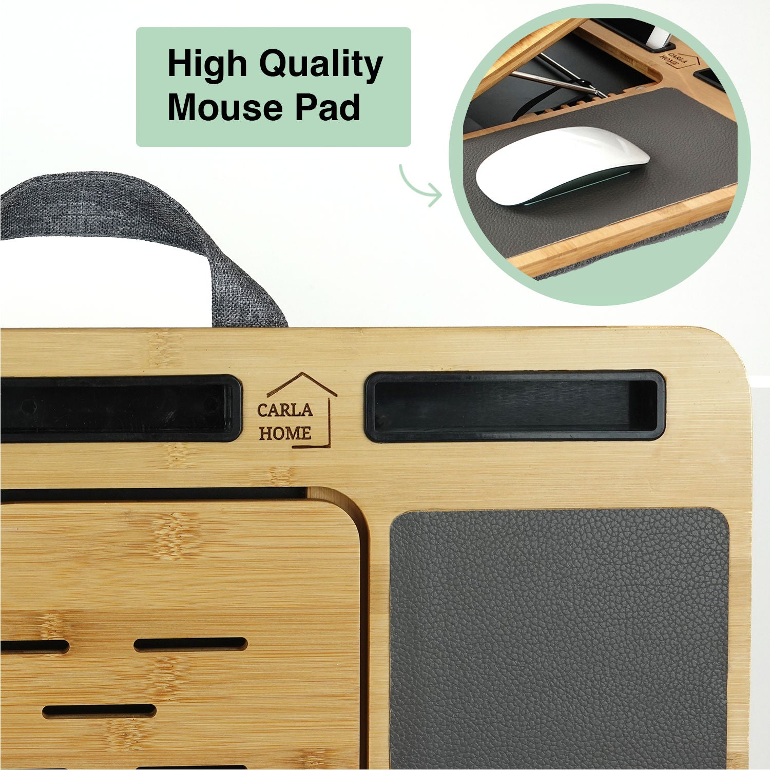 CARLA HOME Bamboo Laptop Lap Desk with Cushion and Angle Adjustable for Office and Home V178-36066