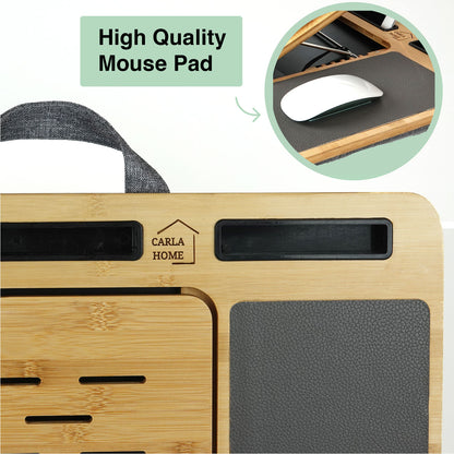 CARLA HOME Bamboo Laptop Lap Desk with Cushion and Angle Adjustable for Office and Home V178-36066