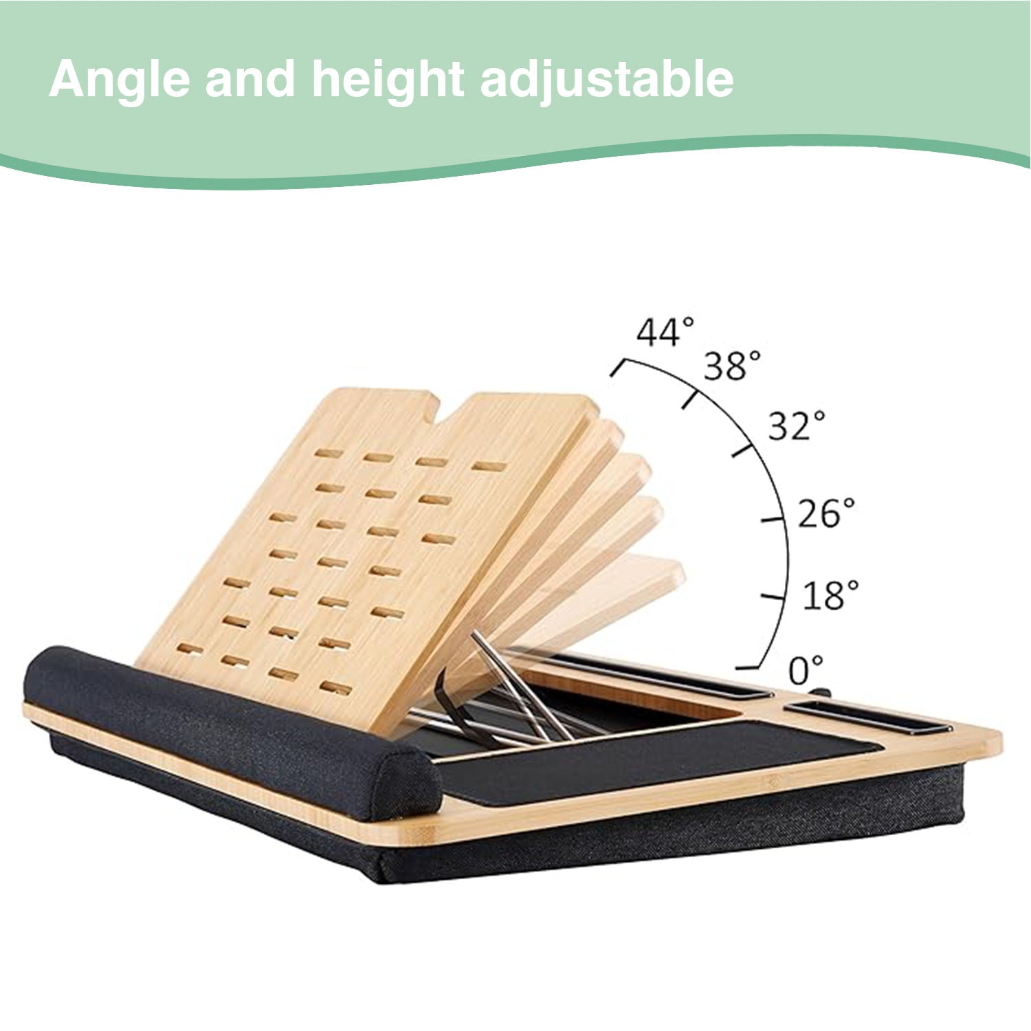 CARLA HOME Bamboo Laptop Lap Desk with Cushion and Angle Adjustable for Office and Home V178-36067