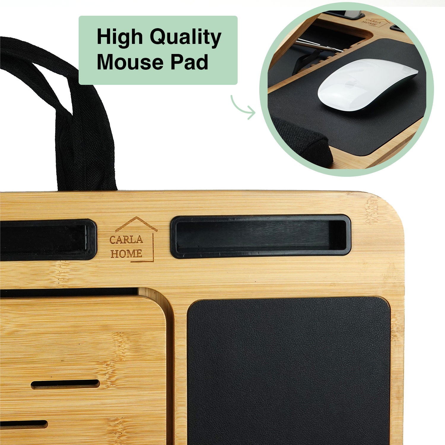 CARLA HOME Bamboo Laptop Lap Desk with Cushion and Angle Adjustable for Office and Home V178-36067