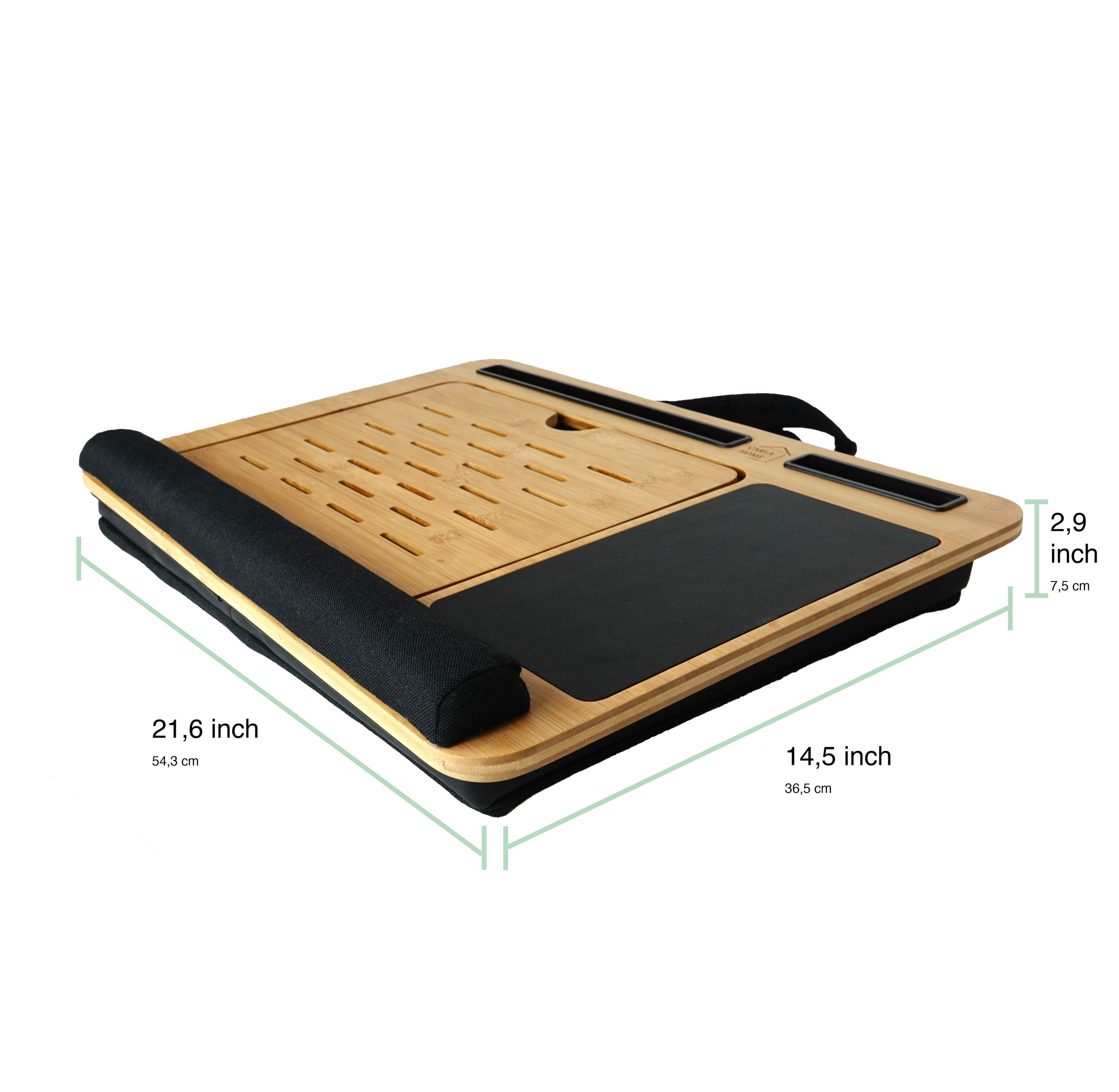 CARLA HOME Bamboo Laptop Lap Desk with Cushion and Angle Adjustable for Office and Home V178-36067
