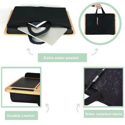 CARLA HOME Bamboo Laptop Lap Desk with Cushion, Angle Adjustable and Sleeve Case Bag for Office and Home V178-36068