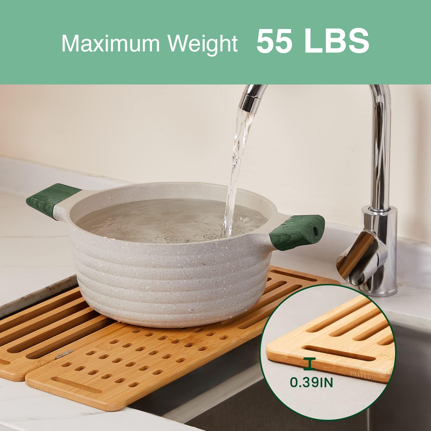 CARLA HOME Foldable Bamboo Dish Drying Rack for Kitchen V178-36070