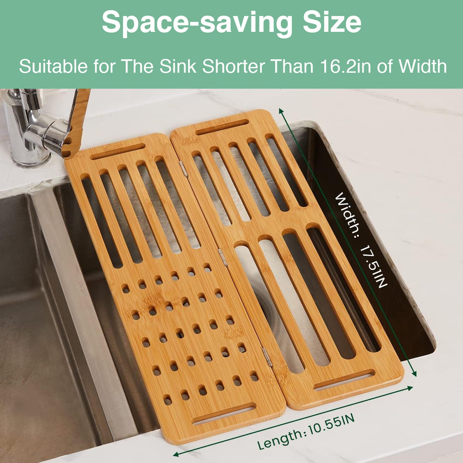 CARLA HOME Foldable Bamboo Dish Drying Rack for Kitchen V178-36070