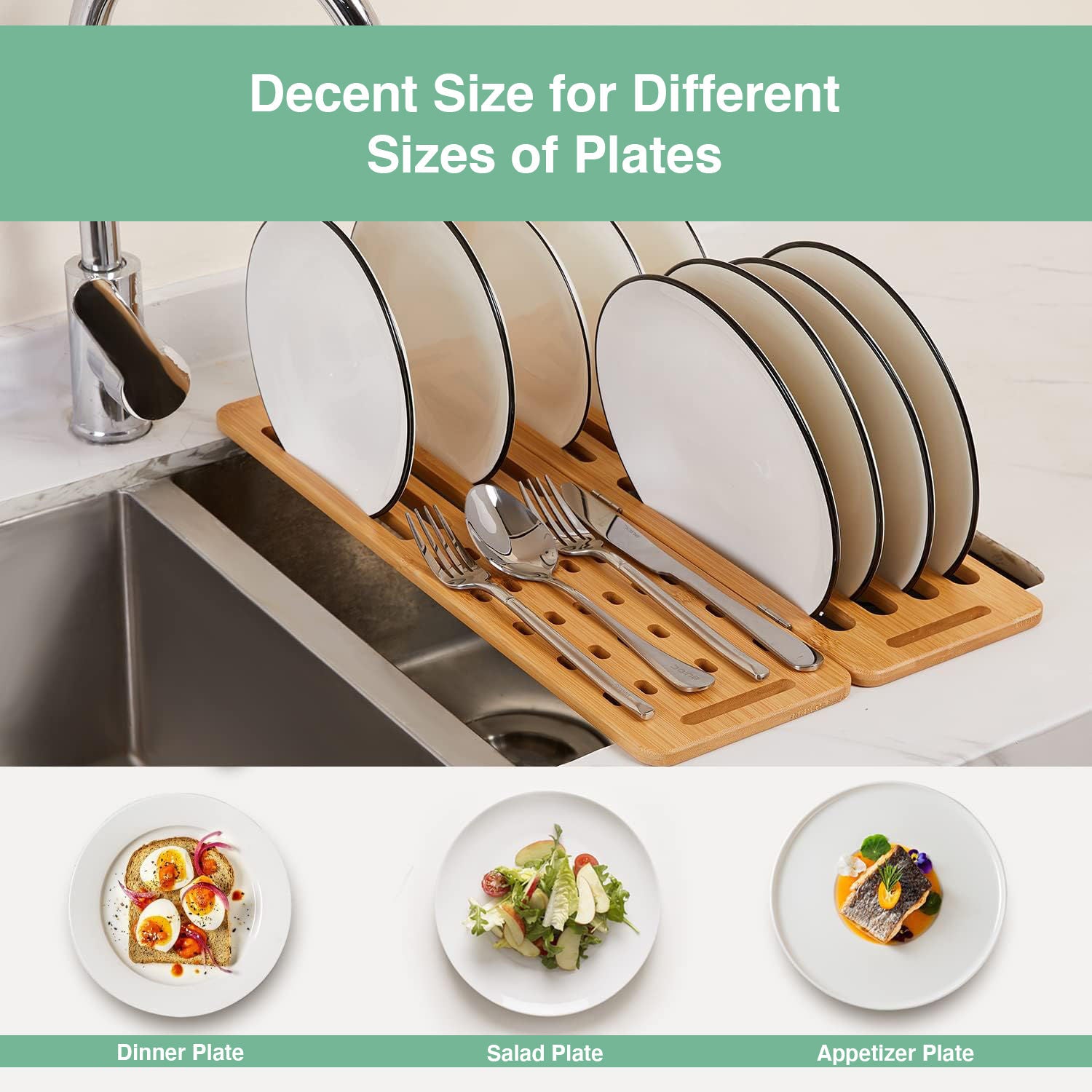 CARLA HOME Foldable Bamboo Dish Drying Rack for Kitchen V178-36070
