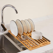 CARLA HOME Foldable Bamboo Dish Drying Rack for Kitchen V178-36070