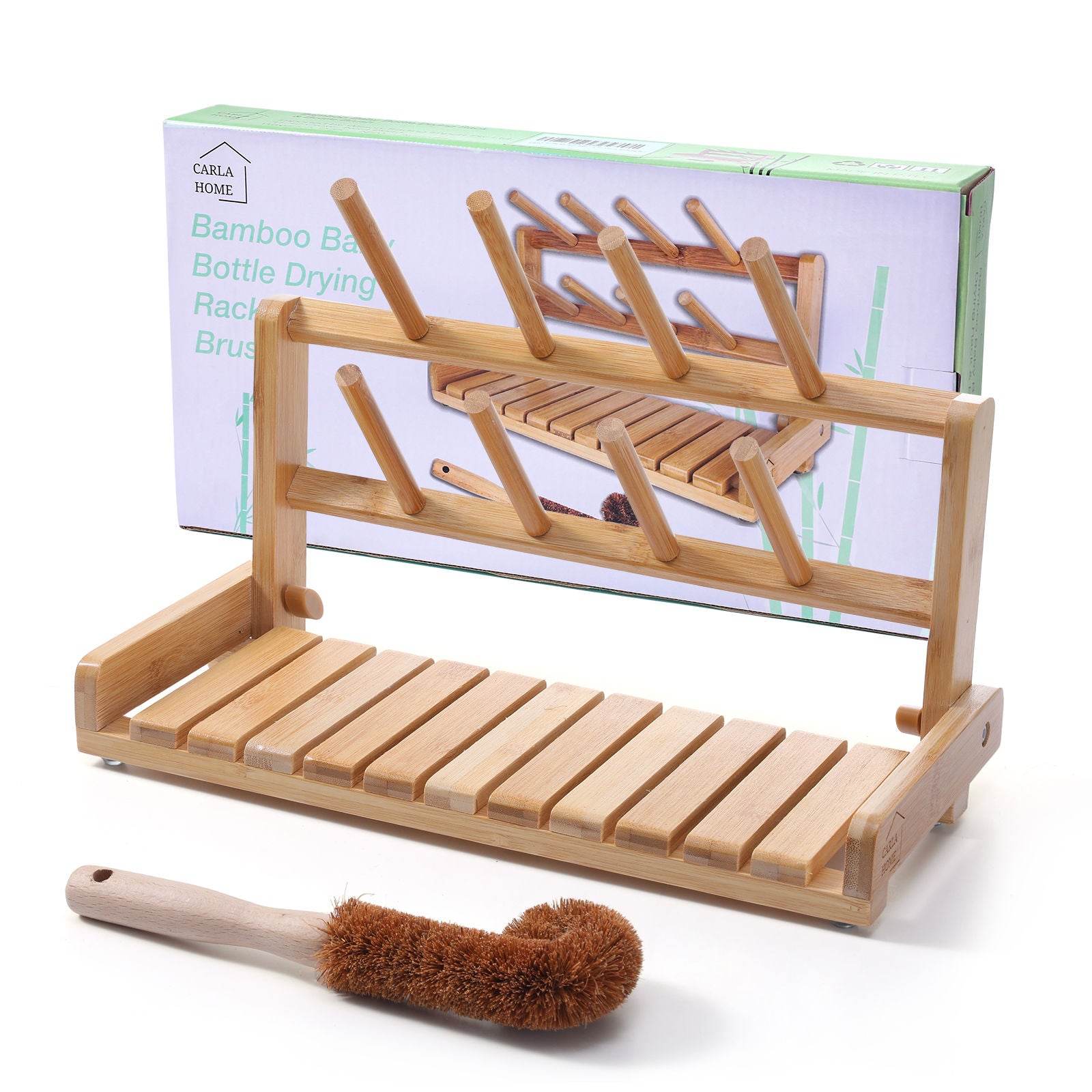 CARLA HOME Portable Bamboo Baby Bottle Drying Rack V178-36072