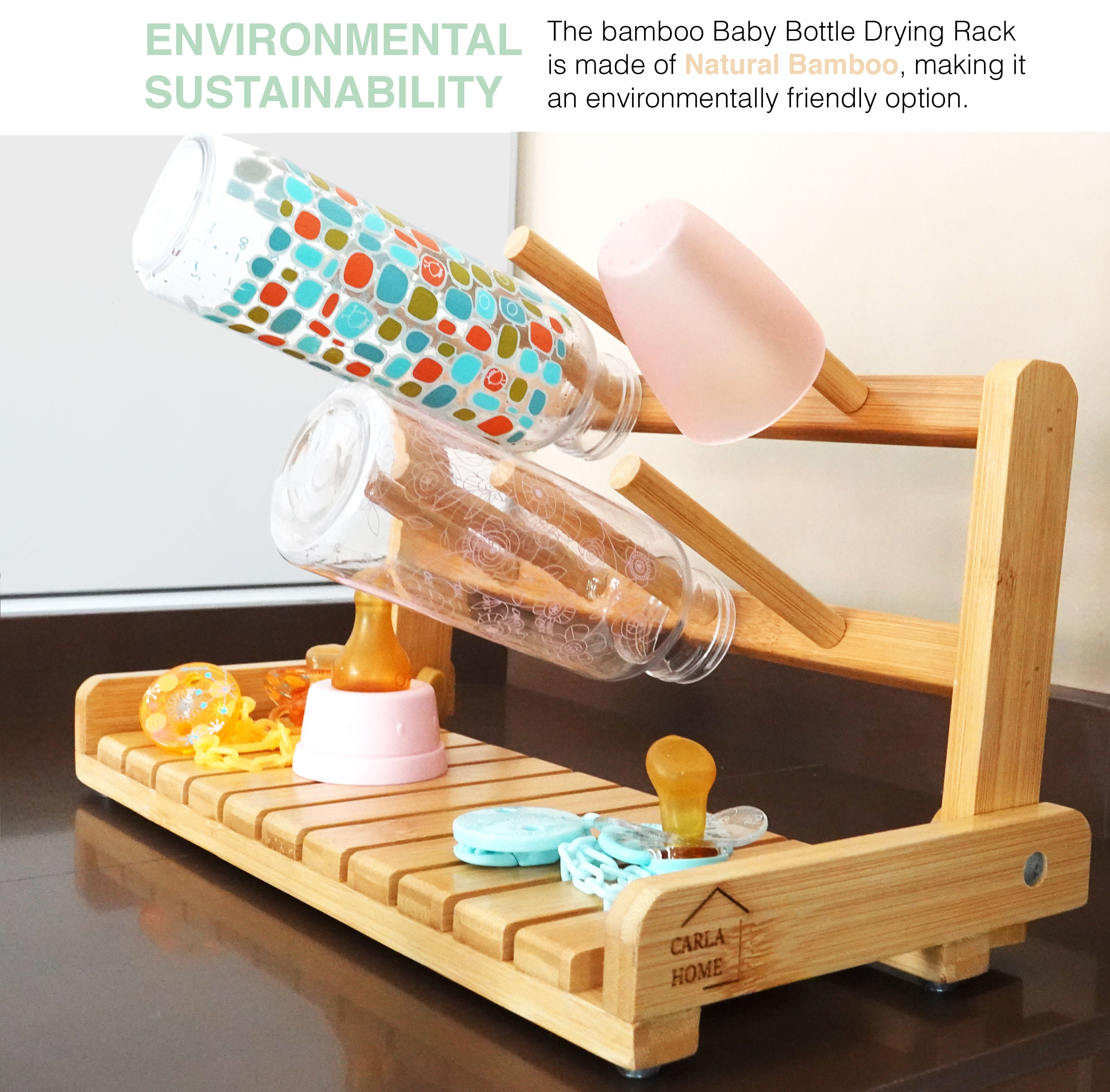 CARLA HOME Portable Bamboo Baby Bottle Drying Rack V178-36072