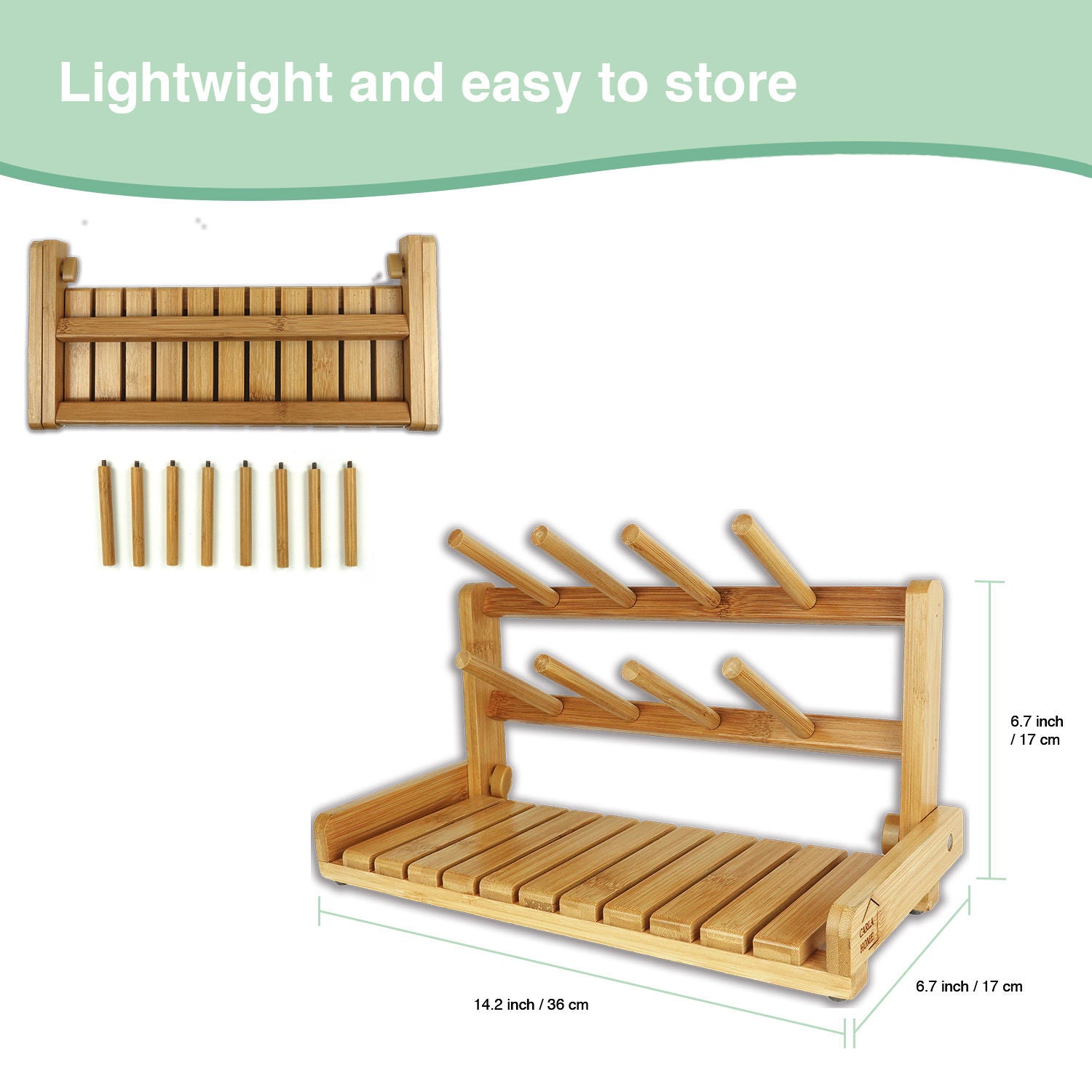 CARLA HOME Portable Bamboo Baby Bottle Drying Rack V178-36072