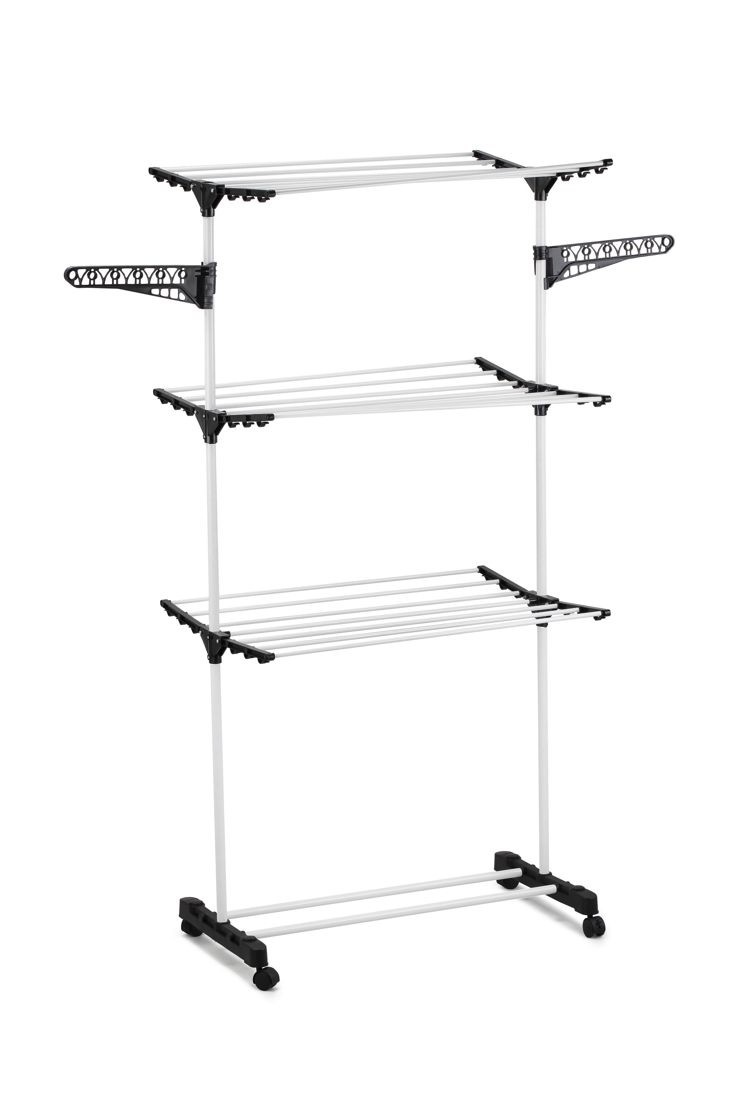 CARLA HOME Folding 3 Tier Clothes Laundry Drying Rack with Stainless Steel Tubes for Indoor & Outdoor Home V178-36074