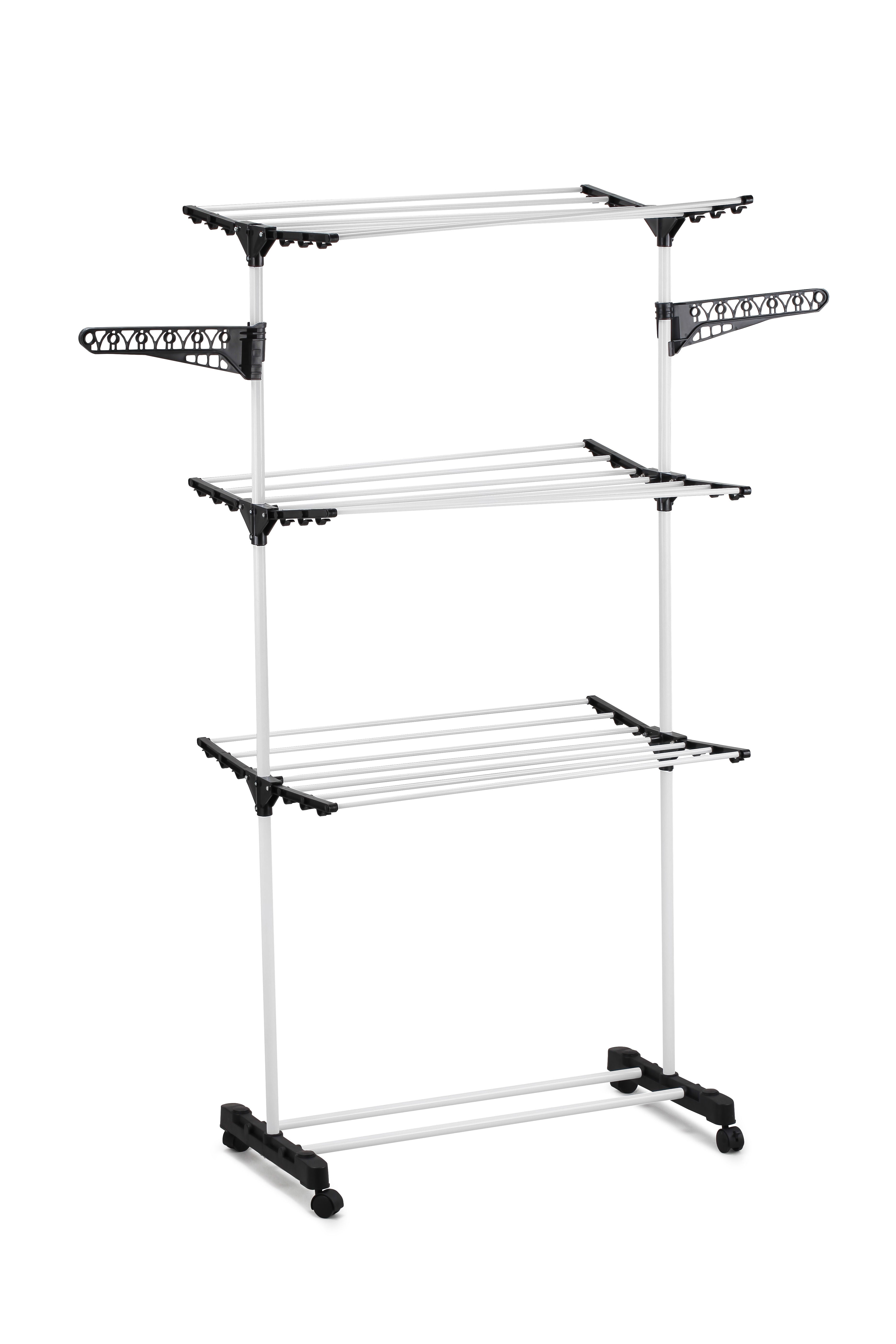 CARLA HOME Folding 3 Tier Clothes Laundry Drying Rack with Stainless Steel Tubes for Indoor & Outdoor Home V178-36074