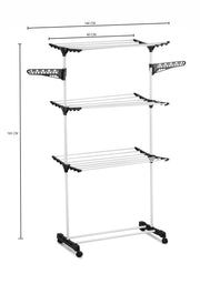 CARLA HOME Folding 3 Tier Clothes Laundry Drying Rack with Stainless Steel Tubes for Indoor & Outdoor Home V178-36074