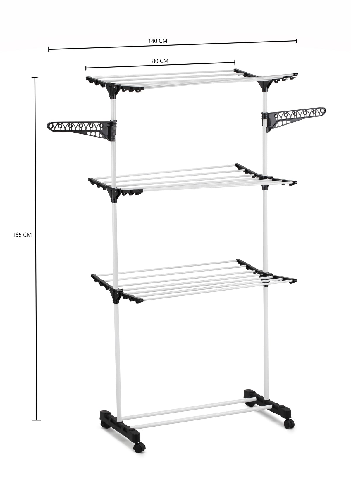 CARLA HOME Folding 3 Tier Clothes Laundry Drying Rack with Stainless Steel Tubes for Indoor & Outdoor Home V178-36074