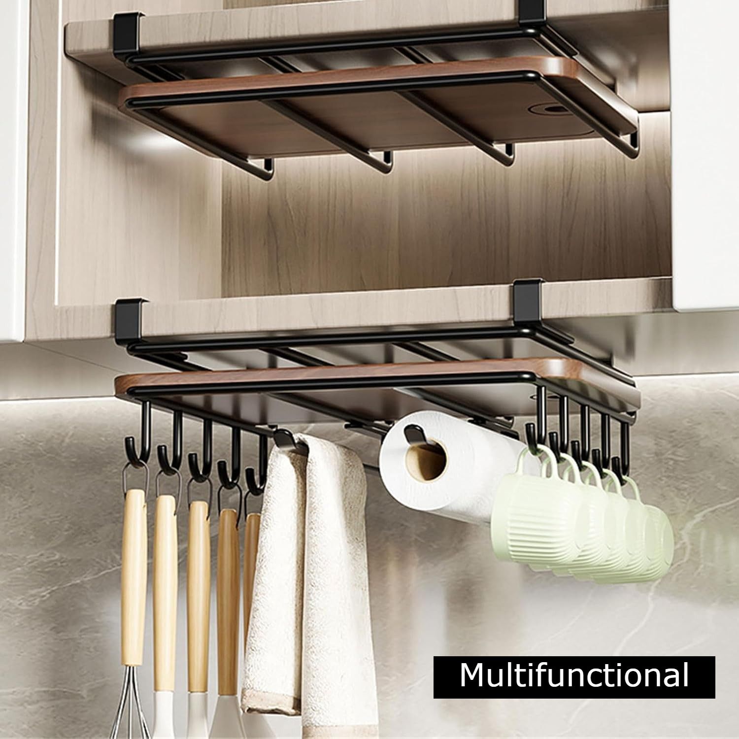 Multifunctional Under Cabinet Cutting Board Metal Holder Organiser V178-36075