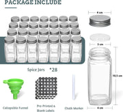 Spice Rack organiser with 28 Spice Jars, Spice Labels, Funnel and Marker for Kitchen Countertop V178-36079