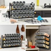 Spice Rack organiser with 28 Spice Jars, Spice Labels, Funnel and Marker for Kitchen Countertop V178-36079