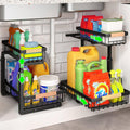 2-Tier Kitchen Under Sink Organiser Storage with Height Adjustable, Unique Slide Rail & Suction Cups for V178-36080