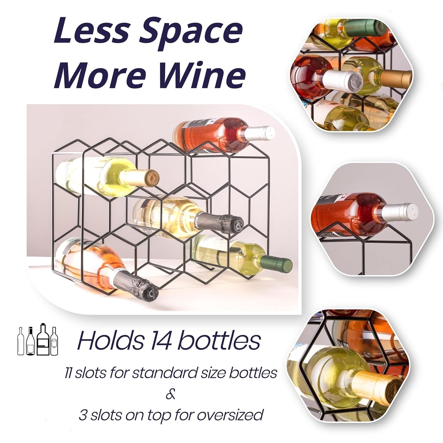 14 Bottle Freestanding Modern Metal Countertop Wine Rack Countertop V178-36083