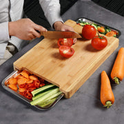 Chopping Board with with 2 Organiser Stainless Steel Trays Containers V178-36085