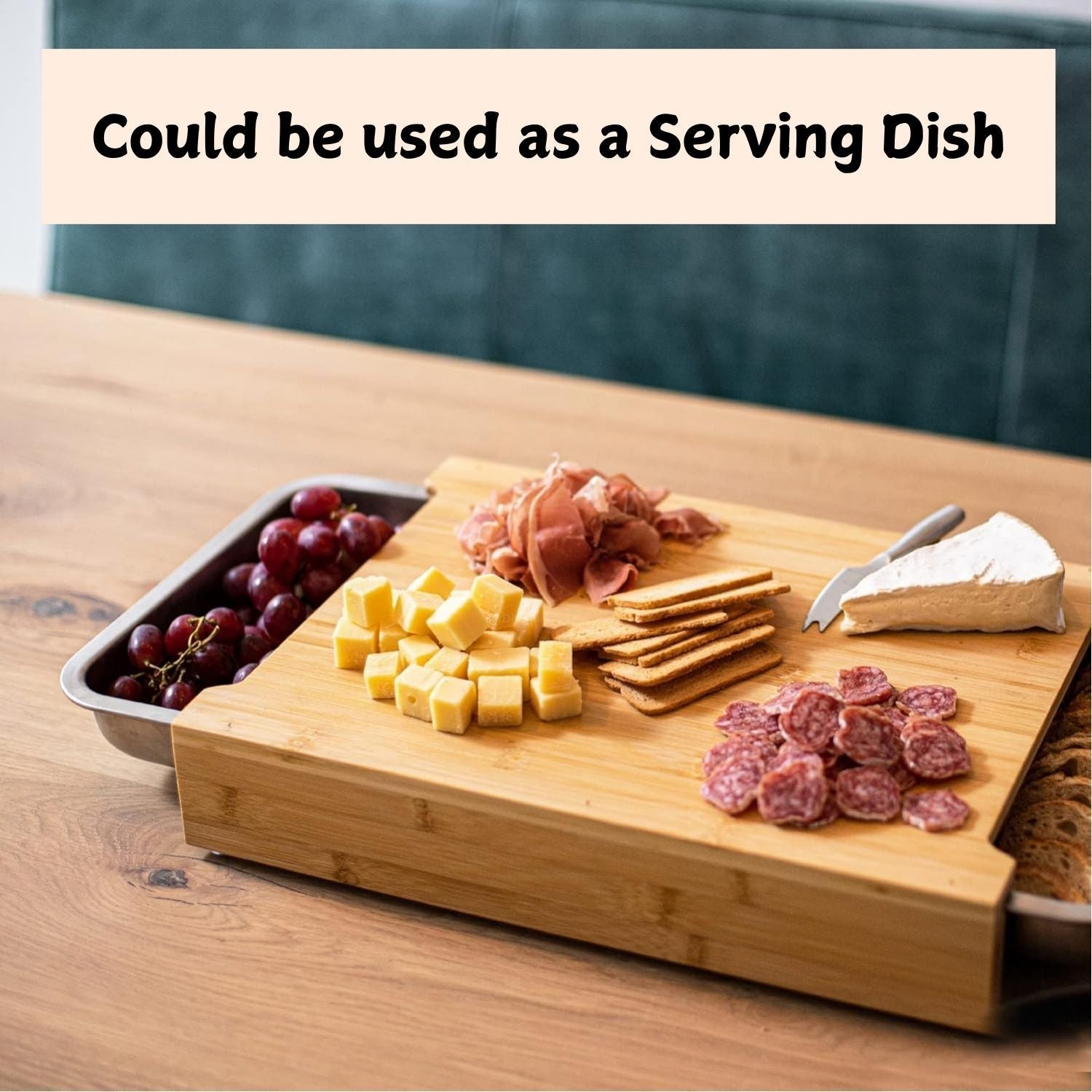 Chopping Board with with 2 Organiser Stainless Steel Trays Containers V178-36085