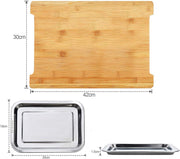 Chopping Board with with 2 Organiser Stainless Steel Trays Containers V178-36085