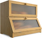 Double Layer Bamboo Bread Box for Kitchen Counter with Large Capacity and Clear Window V178-36087