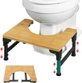 Bamboo Toilet Stool Foldable and Adjustable Height with Non-Slip Layer for Bathroom V178-36088