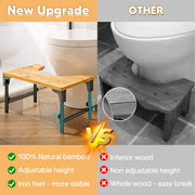 Bamboo Toilet Stool Foldable and Adjustable Height with Non-Slip Layer for Bathroom V178-36088