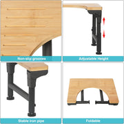 Bamboo Toilet Stool Foldable and Adjustable Height with Non-Slip Layer for Bathroom V178-36088