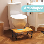 Bamboo Toilet Stool Foldable and Adjustable Height with Non-Slip Layer for Bathroom V178-36088