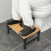 Bamboo Toilet Stool Foldable and Adjustable Height with Non-Slip Layer for Bathroom V178-36088