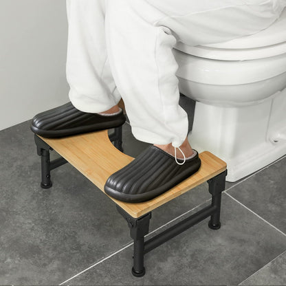 Bamboo Toilet Stool Foldable and Adjustable Height with Non-Slip Layer for Bathroom V178-36088