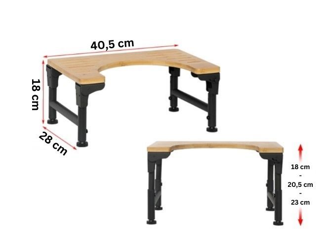 Bamboo Toilet Stool Foldable and Adjustable Height with Non-Slip Layer for Bathroom V178-36088
