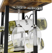 Wine Rack Countertop Wooden & Metal Holder for 6 Bottles & 2 Glasses V178-36089
