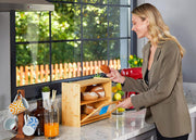Double Layer Bamboo Bread Box for Kitchen Counter with Large Capacity and Transparent Window V178-36092