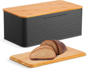 Bread Bin with Bamboo Lid used as Chopping Board for Kitchen Countertop V178-36093