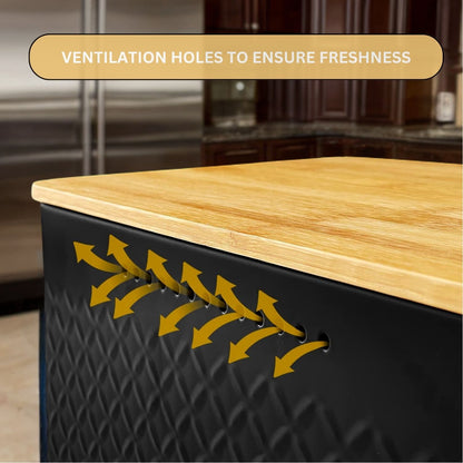 Bread Bin with Bamboo Lid used as Chopping Board for Kitchen Countertop V178-36093