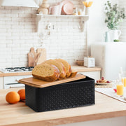 Bread Bin with Bamboo Lid used as Chopping Board for Kitchen Countertop V178-36093