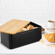 Bread Bin with Bamboo Lid used as Chopping Board for Kitchen Countertop V178-36093