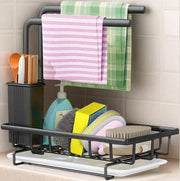 Sink Caddy Sponge Holder with Drain Tray, Brush Holder & Dishcloth Holder for Kitchen V178-36096