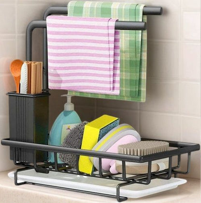 Sink Caddy Sponge Holder with Drain Tray, Brush Holder & Dishcloth Holder for Kitchen V178-36096