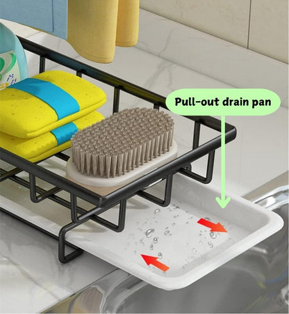Sink Caddy Sponge Holder with Drain Tray, Brush Holder & Dishcloth Holder for Kitchen V178-36096