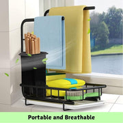 Sink Caddy Sponge Holder with Drain Tray, Brush Holder & Dishcloth Holder for Kitchen V178-36096