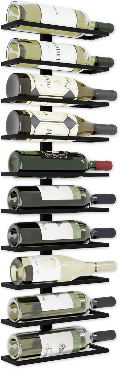 Metal Wall Mount Wine Rack for Wine Bottles, Liquor, Champagne (Holds 10 Bottles) V178-36098