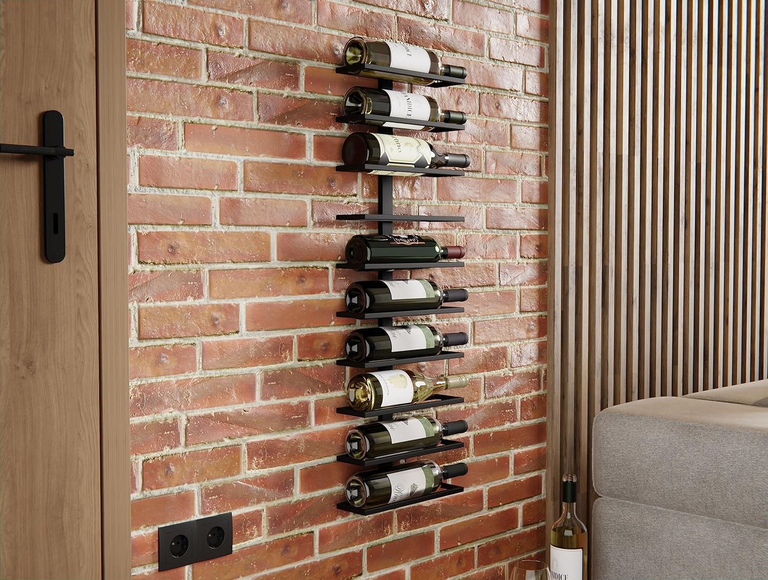 Metal Wall Mount Wine Rack for Wine Bottles, Liquor, Champagne (Holds 10 Bottles) V178-36098