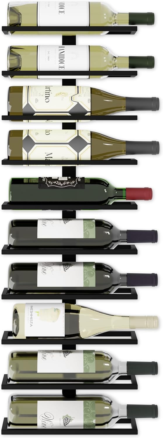 Metal Wall Mount Wine Rack for Wine Bottles, Liquor, Champagne (Holds 10 Bottles) V178-36098
