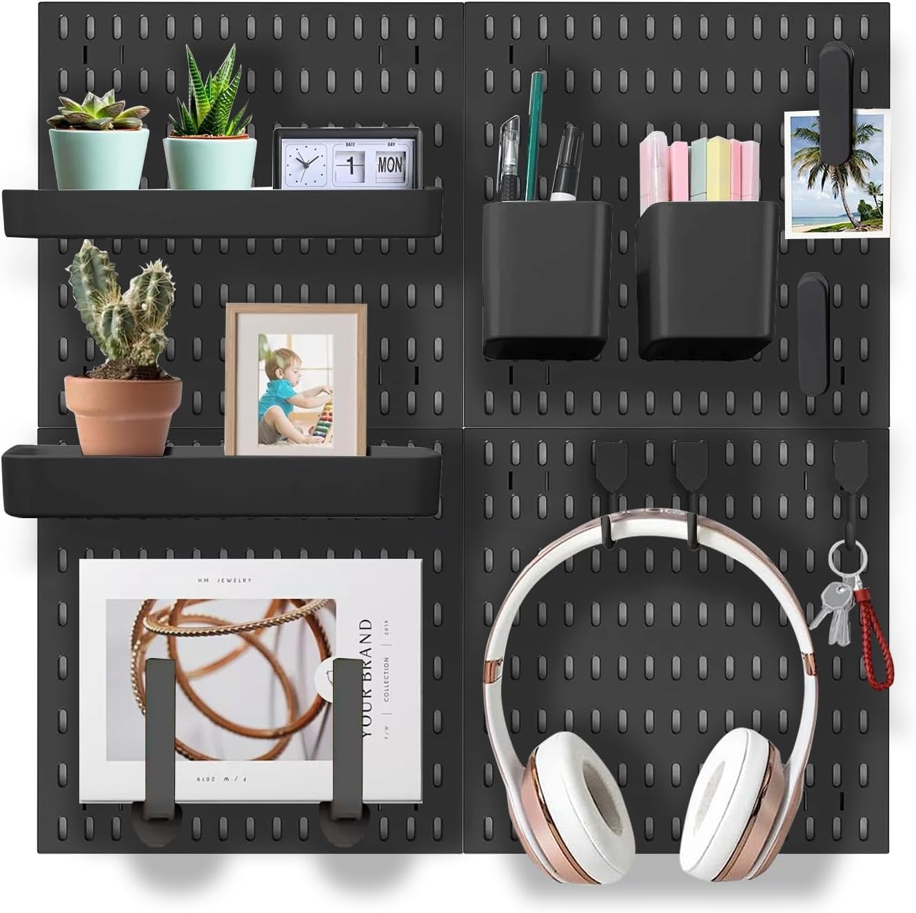 Pegboard Combination Kit with 4 Pegboards and 18 Accessories Modular Hanging for Wall Organiser V178-36100