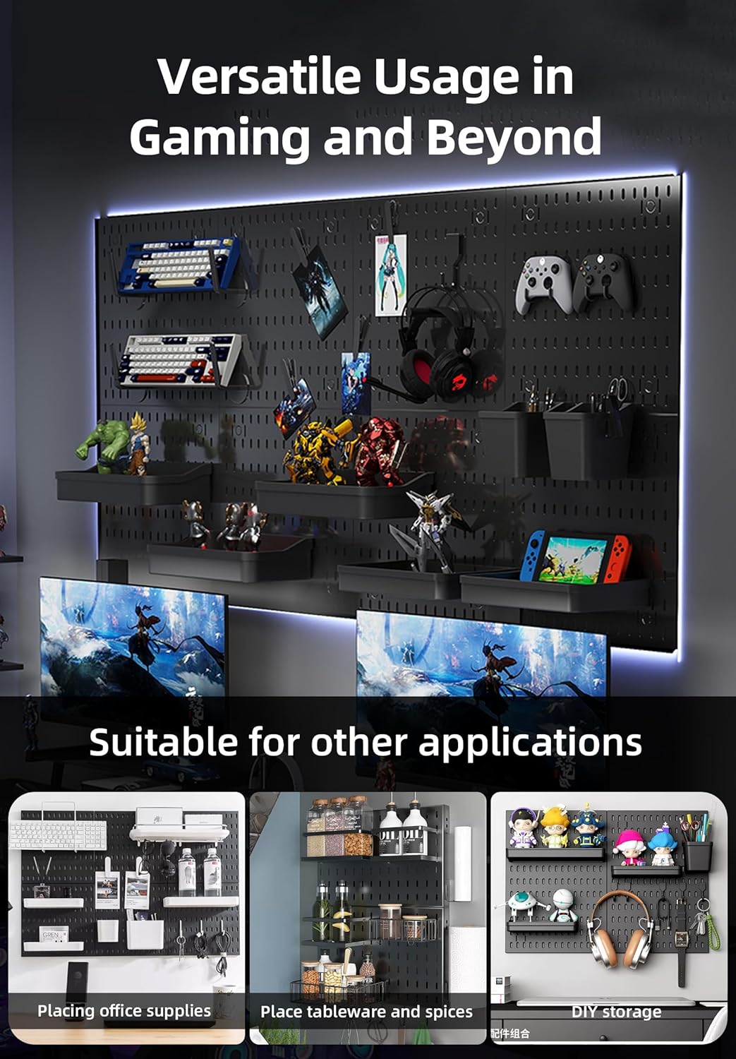 Pegboard Combination Kit with 4 Pegboards and 18 Accessories Modular Hanging for Wall Organiser V178-36100
