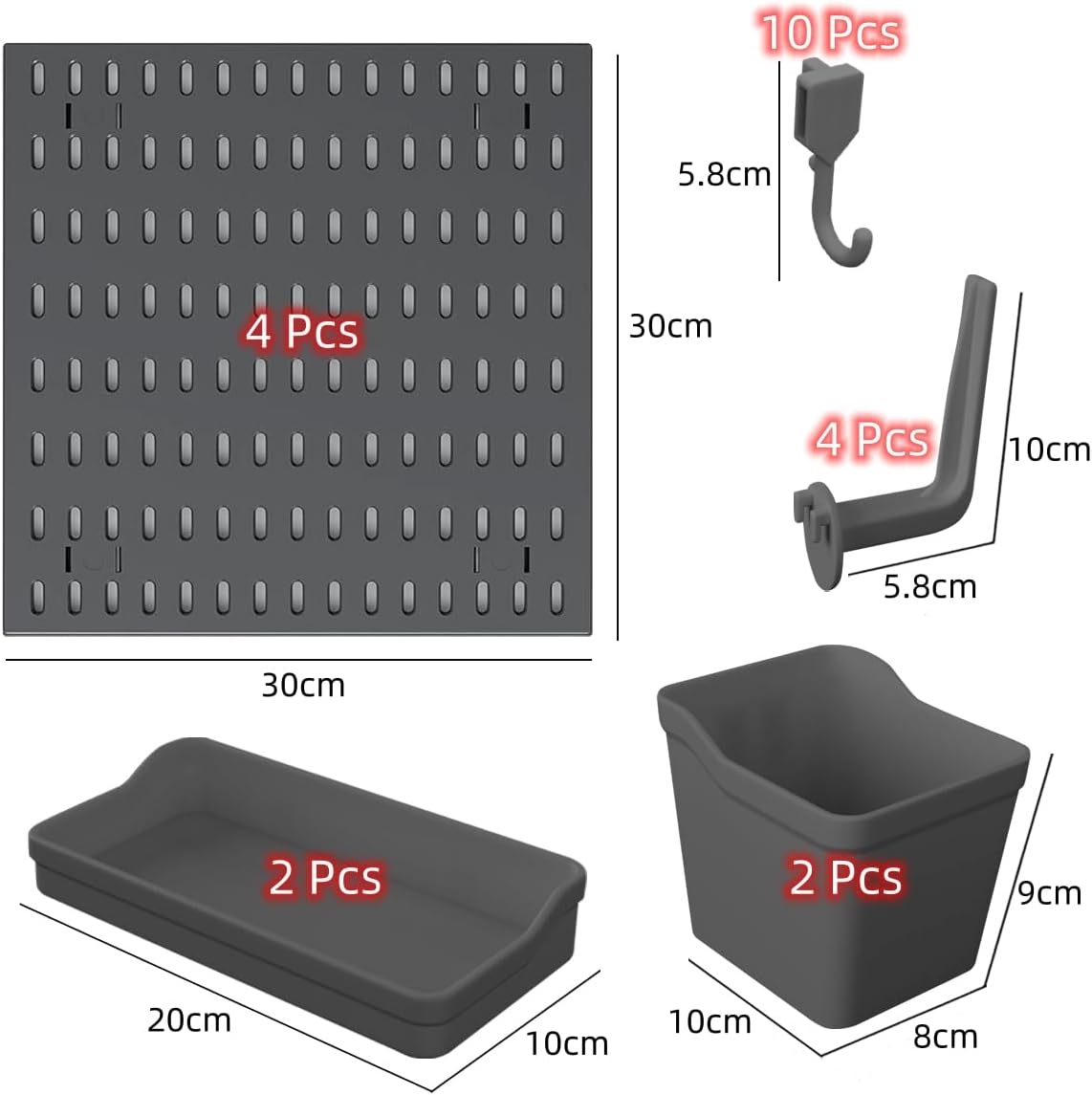 Pegboard Combination Kit with 4 Pegboards and 18 Accessories Modular Hanging for Wall Organiser V178-36100
